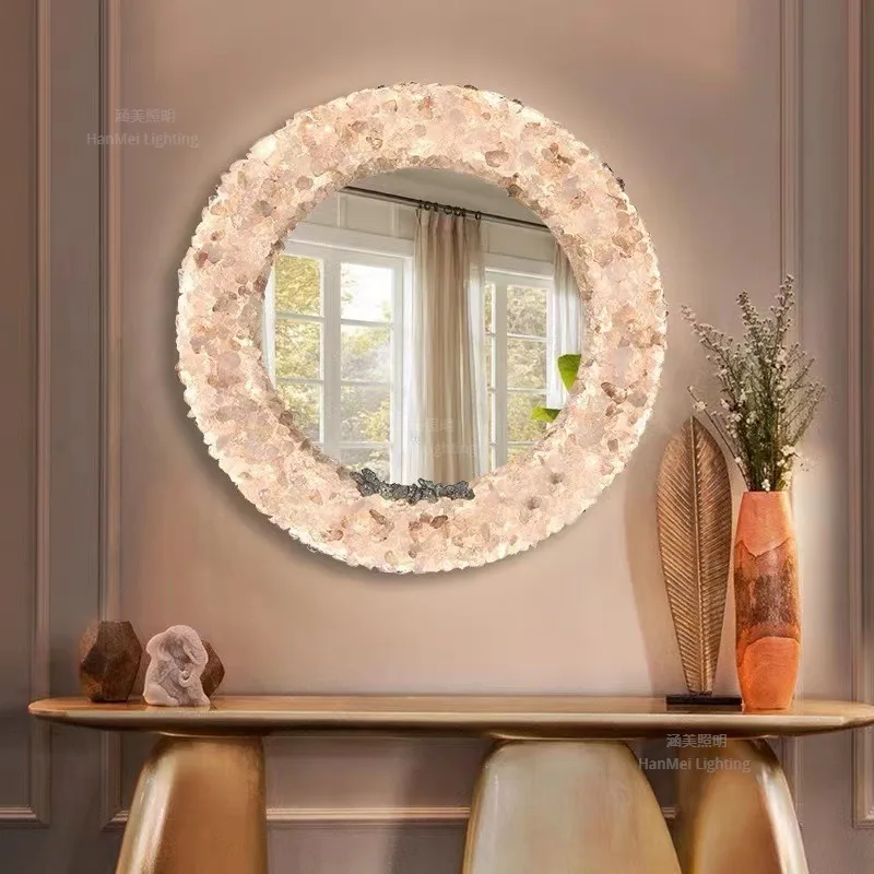 Natural crystal mirror, cosmetic mirror factory wholesale and retail premium sense