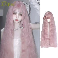 Wig Headgear Female Synthetic Long Curly Hair Reira Serizawa Cos Corn Curly Hair Pink Wig Headgear