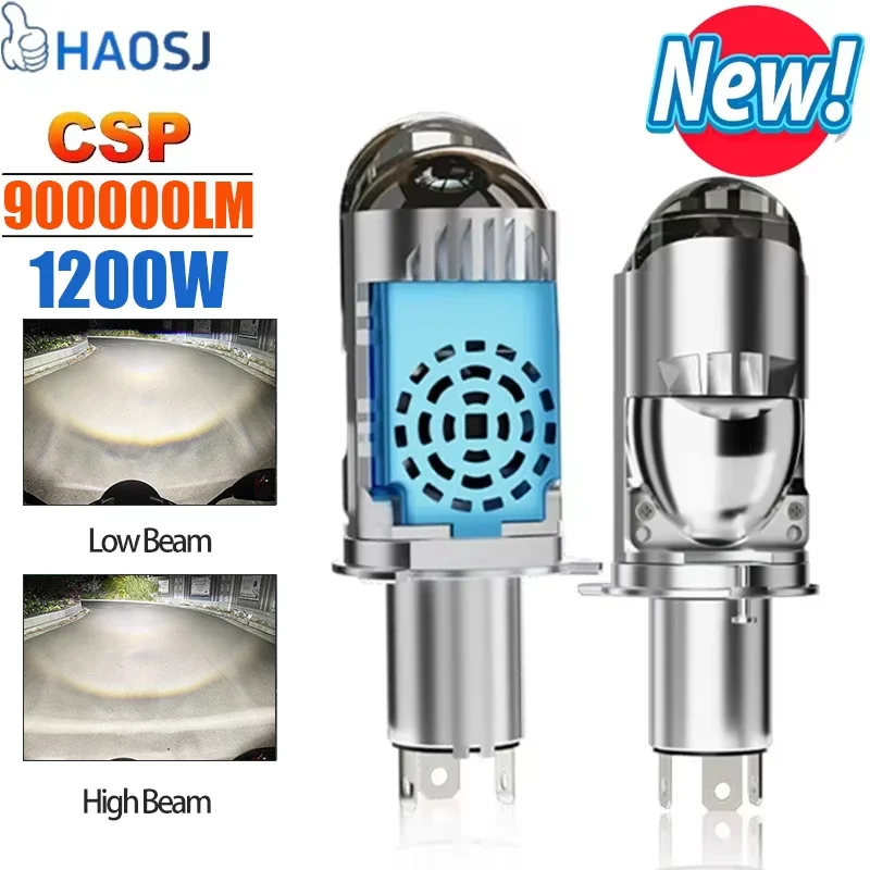 

2025 New H4 LED Car Headlight Mini Projector Lens LED Auto Motorcycle Lamp Automobile Headlight Hi/Low Beam Light 1200W 900000LM