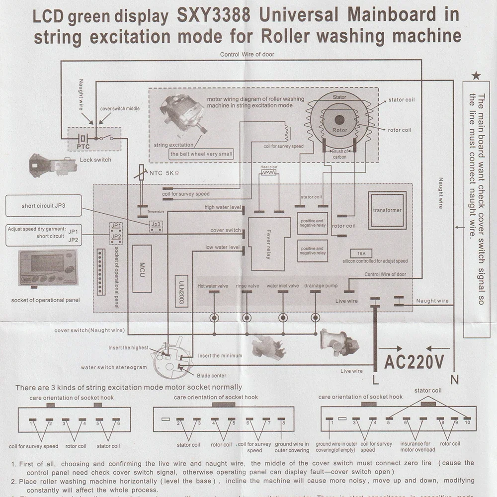 New SXY3388 Universal Control Board  PCB Set English Version For Series Excited Drum Washing Machine Compatible Washer Parts