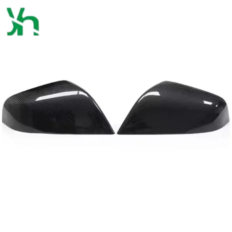 เหมาะสำหรับ Tesla Type Y 2019 ฝาครอบเลนส์คาร์บอนไฟเบอร์ - ตกแต่งด้วยเคลือบเงา ติดตั้งภายนอก ฝาปิดกระจกหลัง 2 ชิ้น