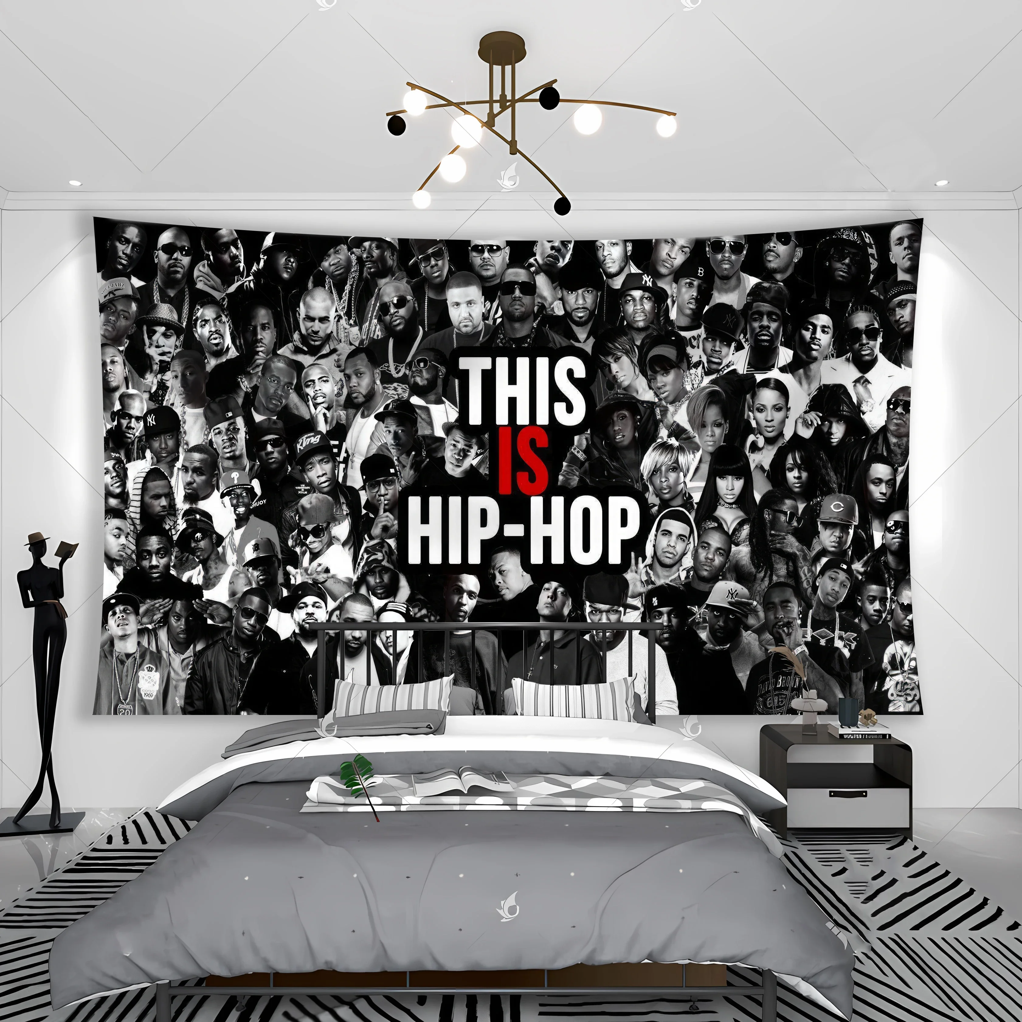 Tapestry Banner Music para decoração de casa, I'M, Hip Hop, Rapstar, Tupacs, Rock, Clube, Sala, Cabeceira, EM