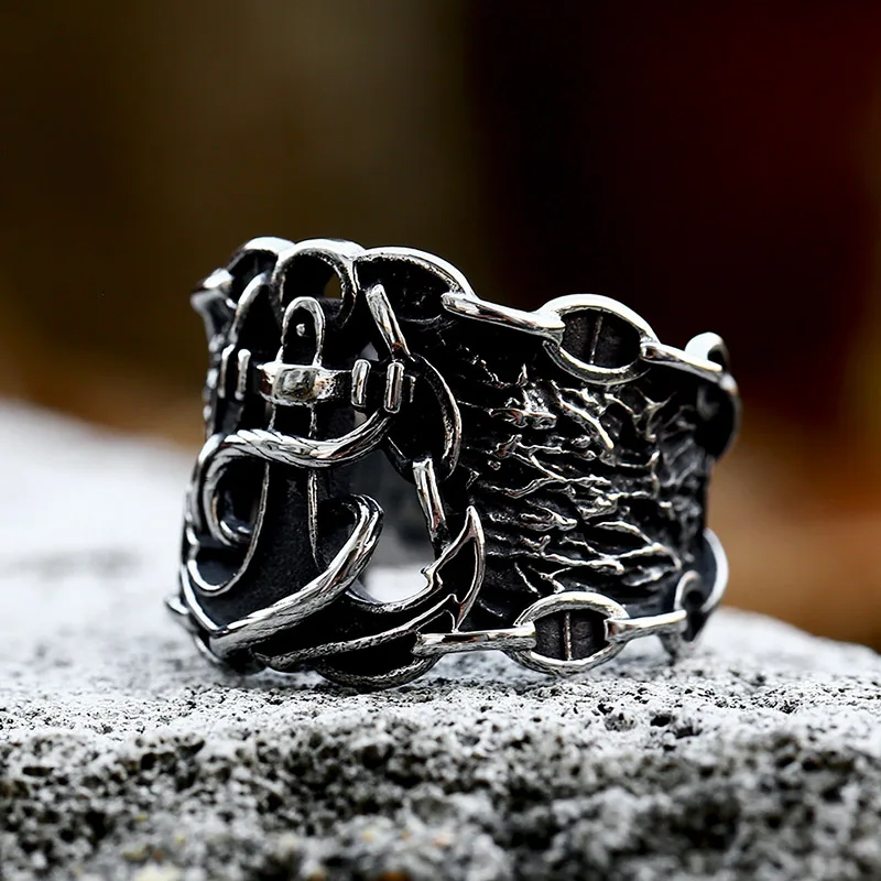 BEIER 2022 New Arrival Stainless Steel Viking Anchor Ring Personality Navy Style Fashion Jewelry Gift