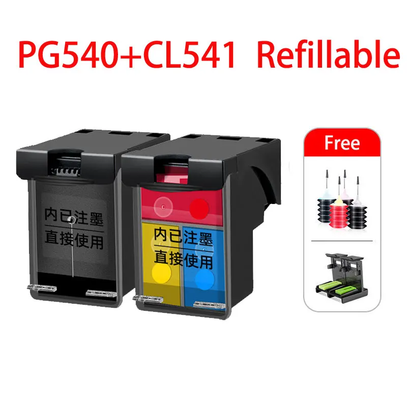 Compatible Refillable Ink Cartridge For Canon 540 541 PG540 CL541 Pixma MG3250 MG3350 MG3500 MG3550 MG3600 MG3650 MG4150 Printer