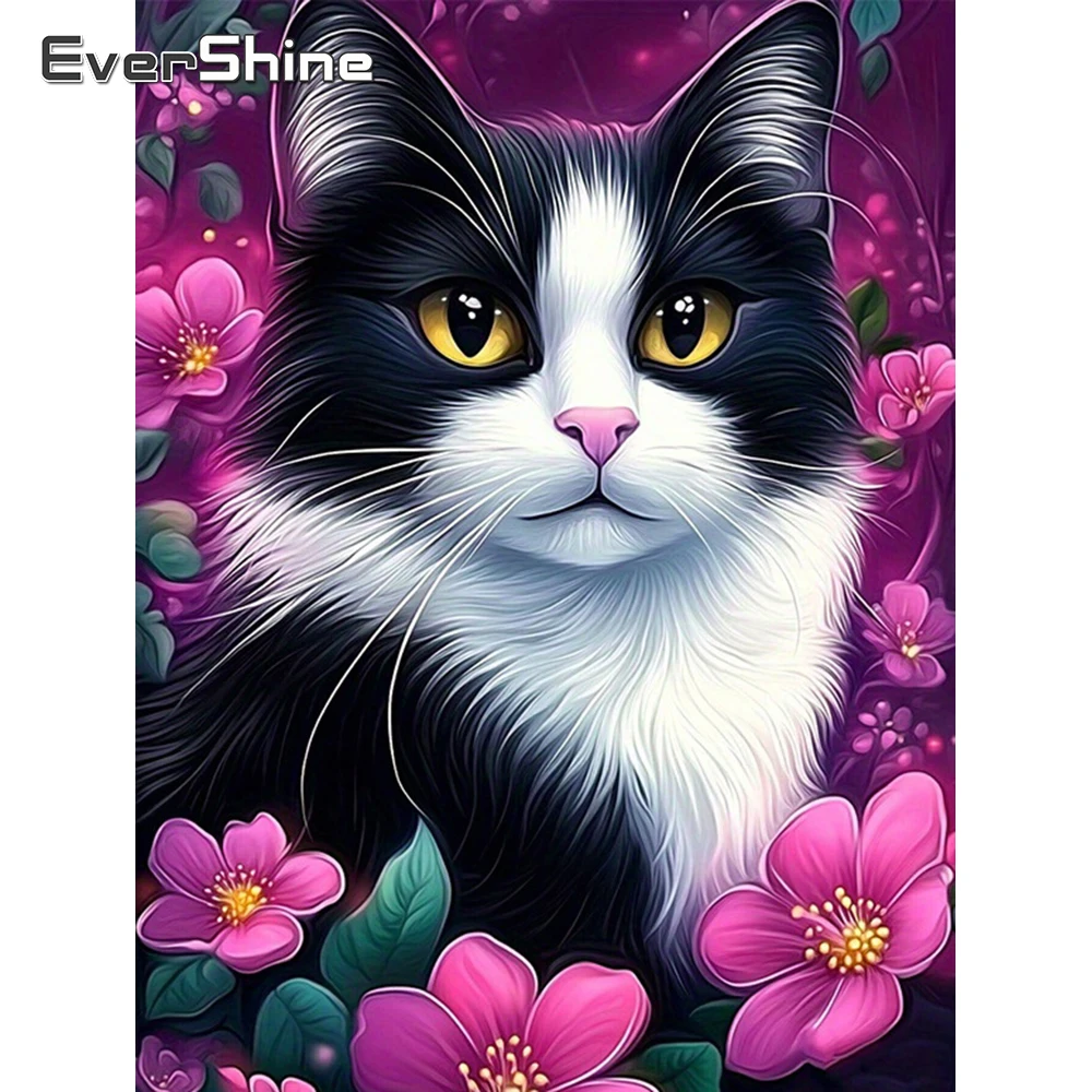 EverShine Diamant Stickerei Katze Bild Von Strass Mosaik Tier Neue Ankunft Malerei Blume Dekor Für Zuhause