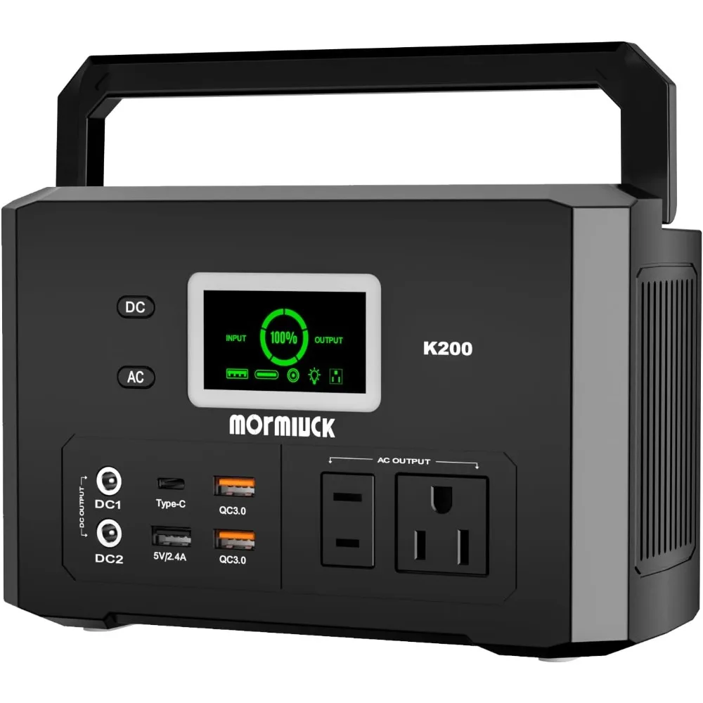 

200W Portable Power Station with 400W Surge Capacity, 118Wh Solar-Ready Generator featuring 110V/200W AC Outlet and 32000mAh Lit