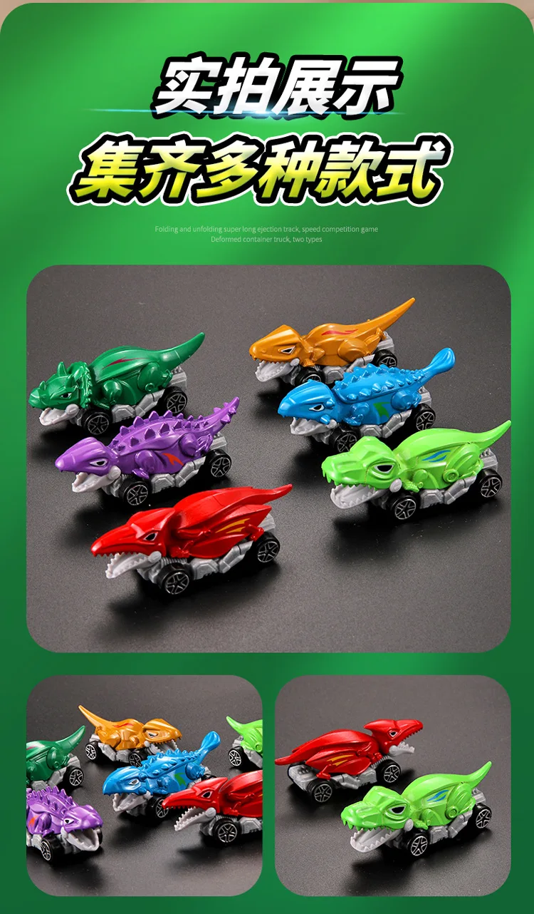 Set di auto con dinosauro in lega, Tyrannosaurus Rex/Triceratopo/Pterosauri/Mini scooter modello giocattolo per bambini regalo,XT08