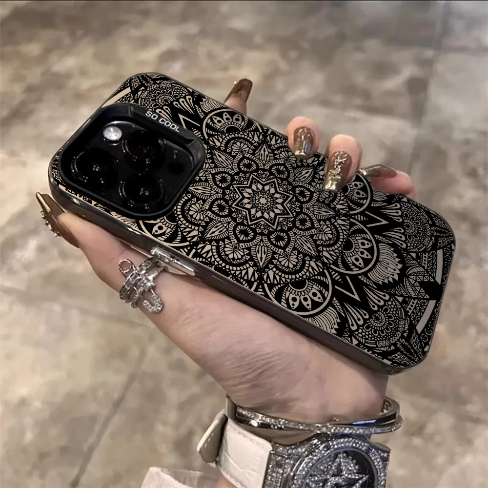 Retro-Ethno-Blumen-Hülle für iPhone 15 16 Pro Max Hüllen iPhone 16 11 12 13 17 ProMax 14 15 16e Plus 8 XS Stoßfeste IMD-Hüllen – Detail 1