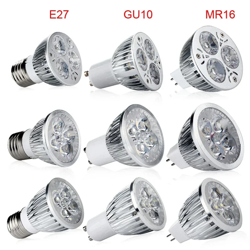 LED Lamp High Power 5W 12W 9W GU10 E27 AC 85-265V LED Bulb Spot Light Lamp MR16 12V LED Spotlight Recessed Lighting Warm/White