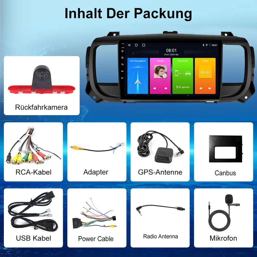Android car radio with carplay GPS Navigation+HD reverse camera for Citroën Spacetourer Peugeot Expert Toyota Proace Verso Bus