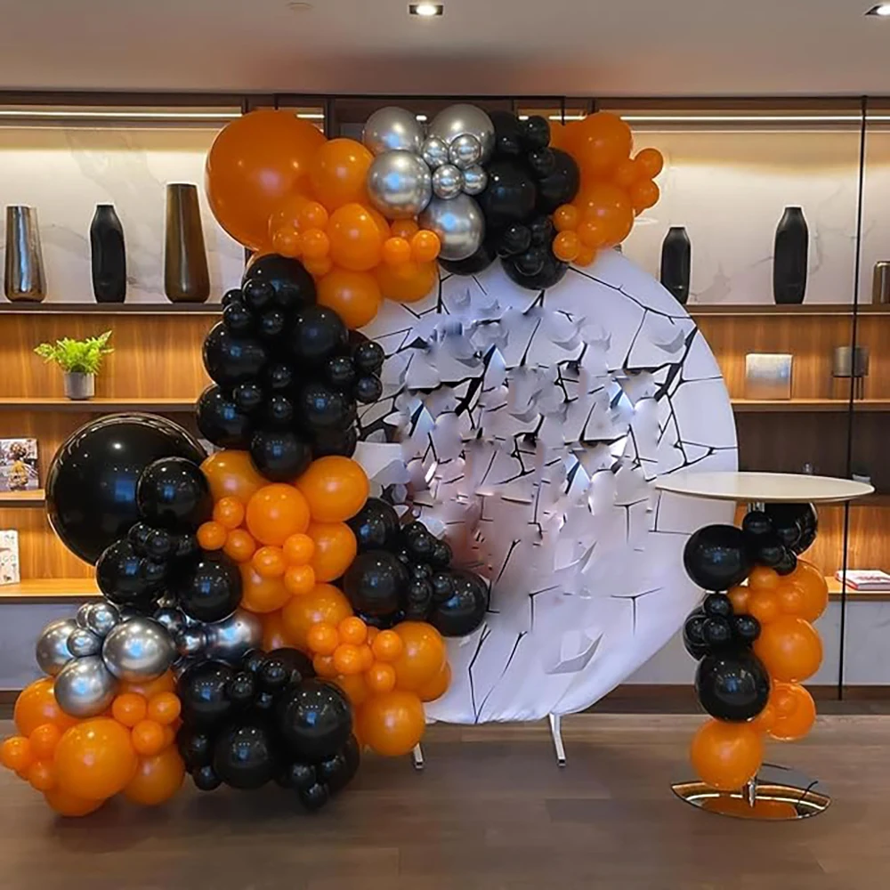 Black Orange Balloons Garland Halloween Black Balloon Arch Kit Graduation Birthday Party Baby Shower Festival Background Globos