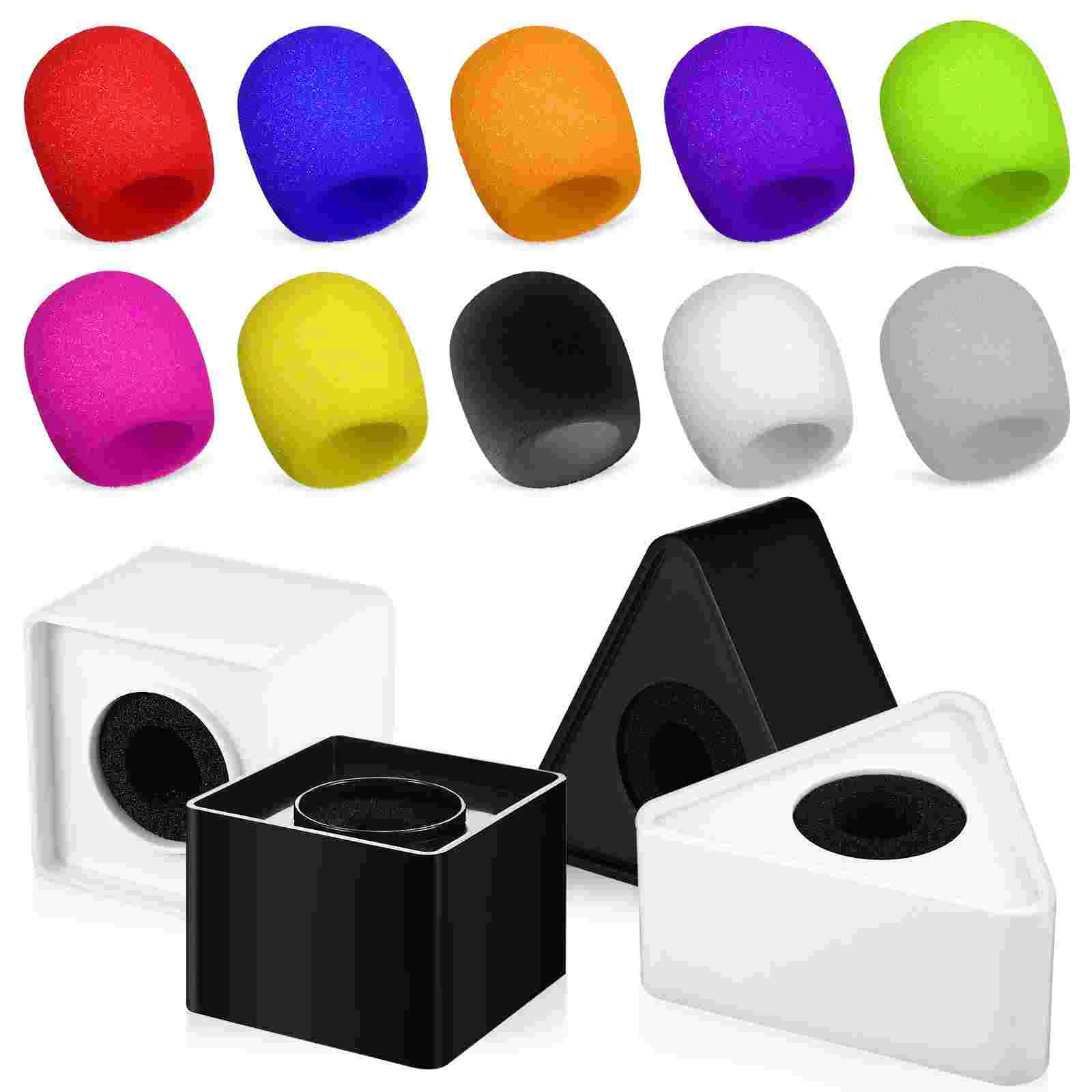 

Set of 1 Microphone Logo Sponge Cover Black and White Square Triangle Accessories Abs