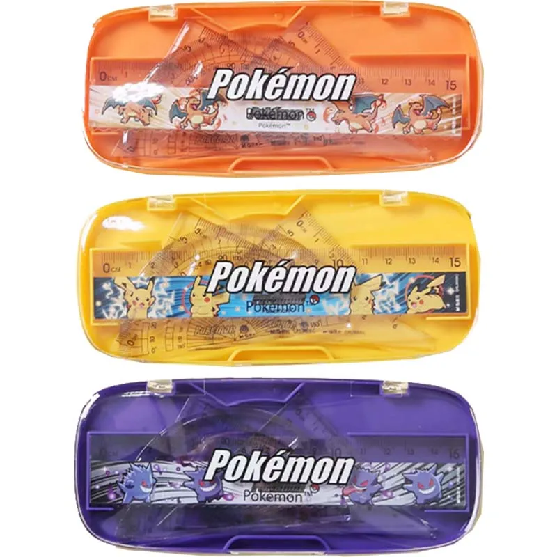 

Pikachu Plastic Drafting Set 4 PCS Ruler Set for School Straight Ruler Triangular Protractor Creative Stationery Kids Gifts New
