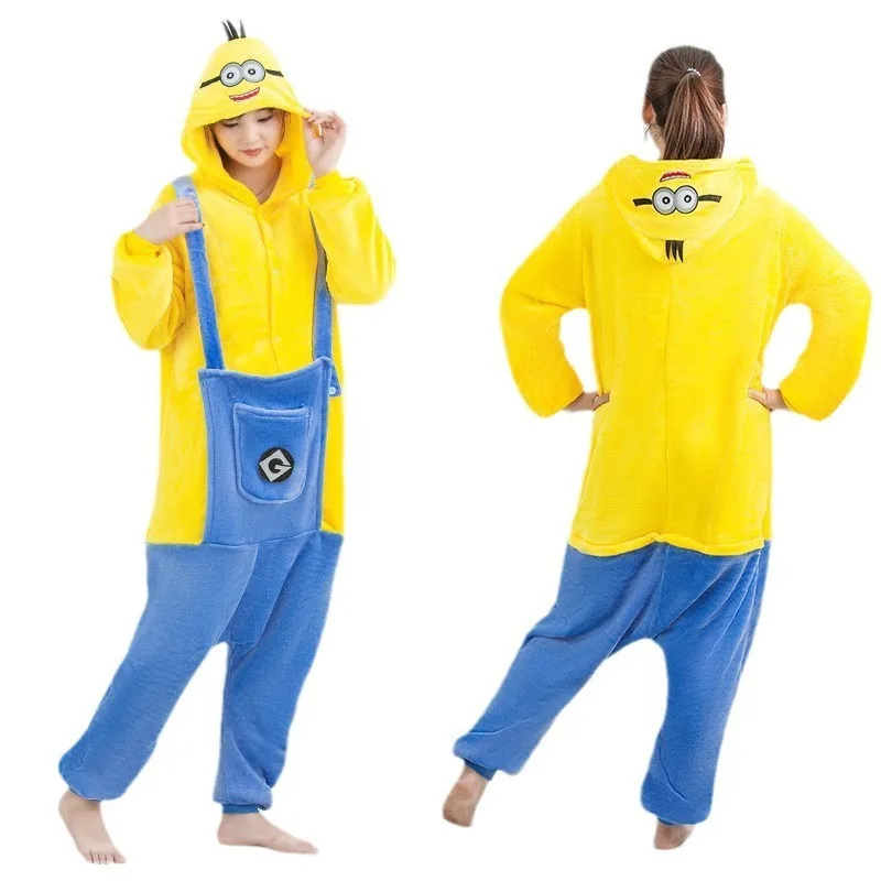 

Minions Cute Cartoon Flannel One-piece Pajamas Soft Warm Couple Loungewear Casual Home Sleepwear Daily Necessities Holiday Gift