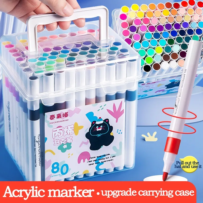 80/60/48/36/24 Color Portable Acrylic Painting Markers Pen DIY Drawing for Stone Glass Shoe Wood Art Stationery School Supplies