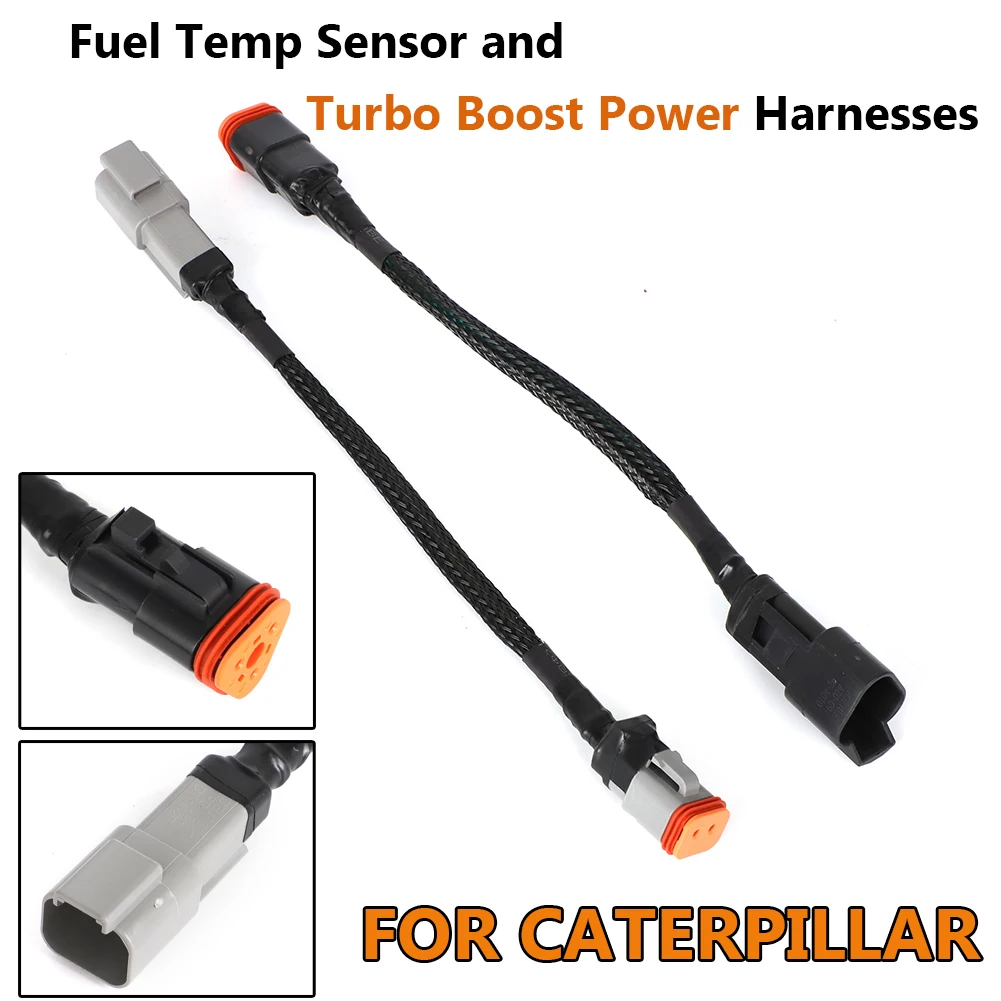 2PCS Fuel Temp Sensor and Turbo Boost Power Harness For Caterpillar CAT Air Intake