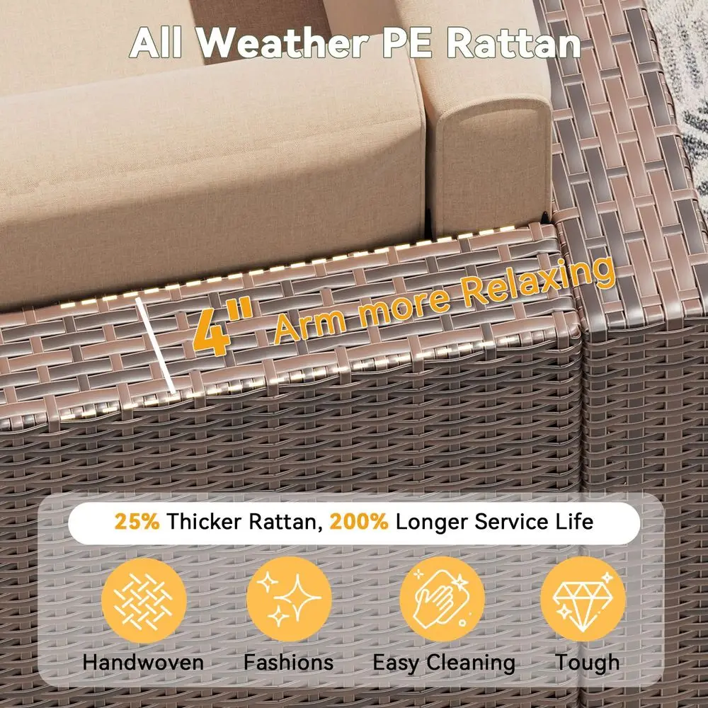

8 Piece Patio Furniture Set, Wicker Outdoor Furniture with Large Storage Table, Patio Conversation Sets with Waterproof Cover,
