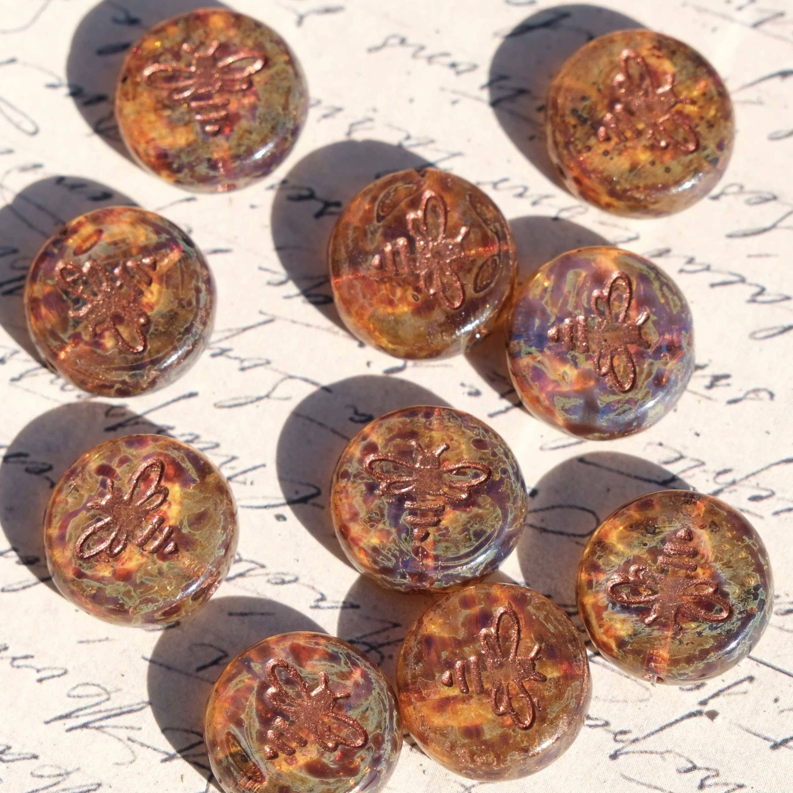 

10pcs 12mm Czech bead bee round brand Picasso red brown handmade DIY bead necklace bracelet accessory material