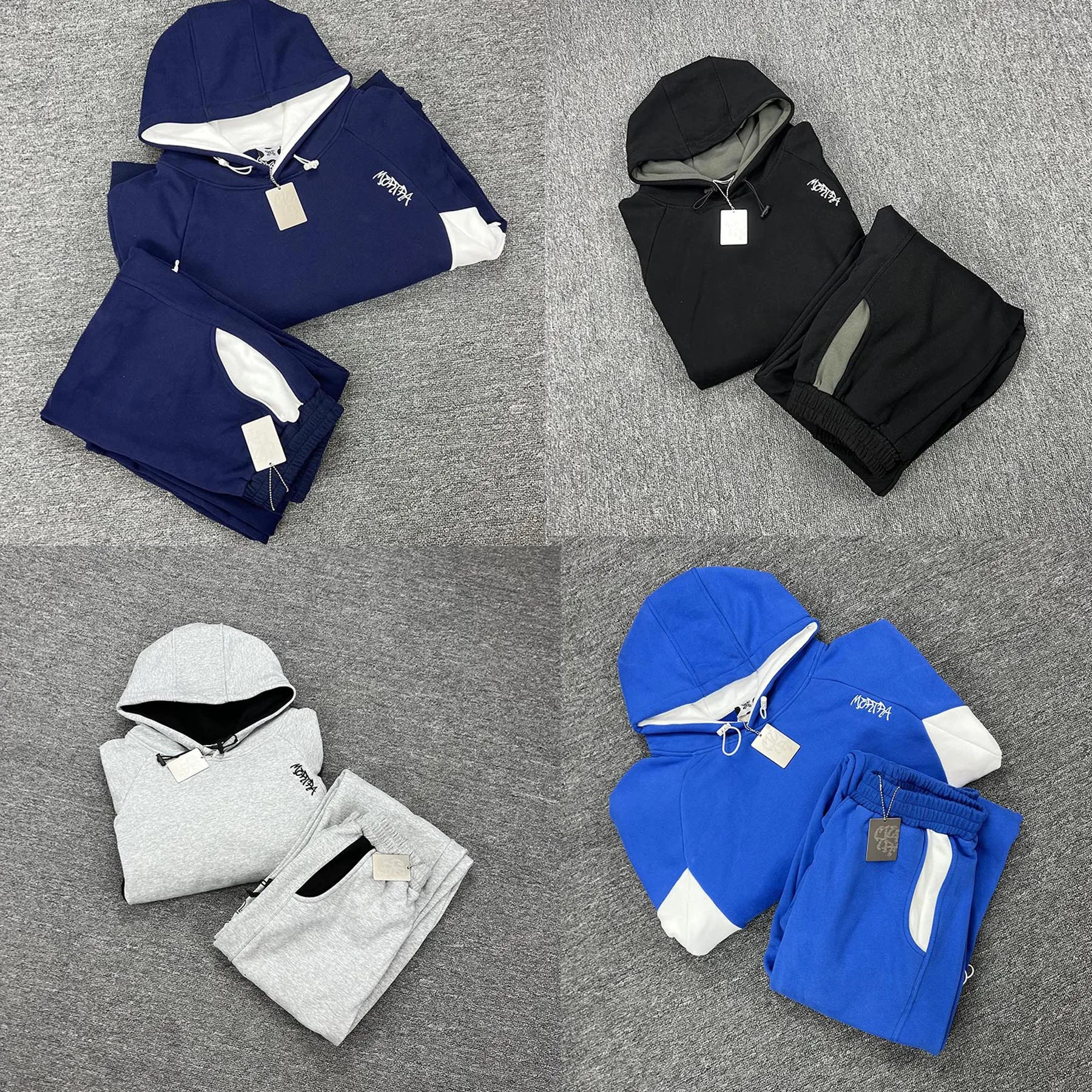 Mertra Splice Color Hoodie Sweatshirts Embroidery Logo Clothes Men Women Winter Autumn Casual Loose Hooded Pullovers Sweatpants