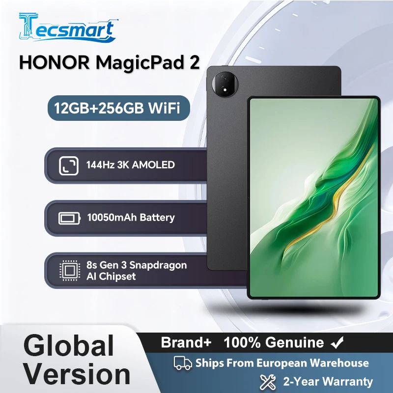 Tablette HONOR MagicPad 2, version europ�enne WiFi, batterie 10050 mAh, tablette Android, �cran OLED 12,3 pouces, Snapdragon 8s Gen 3, cam�ra arri�re 13 MP