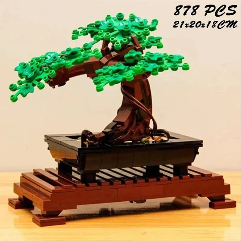 Buquê de flores de árvore bonsai, 878 peças, compatível com 10281, bloco de construção, modelo de tijolo, família, desktop, planta, vaso, presente de aniversário