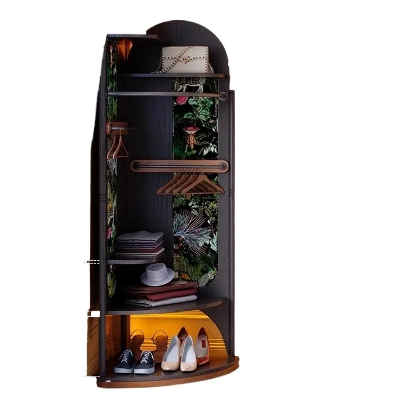 

Full length mirror integrated French retro bedroom floor corner rotating solid wood hanger