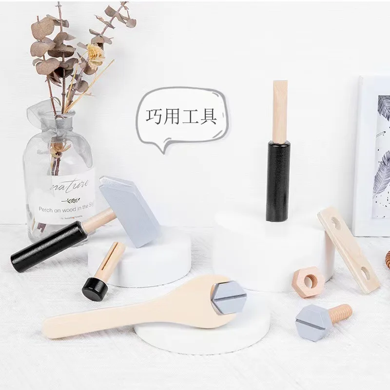 Creative Kids Tool Box Toy gioco di imitazione in legno Puzzle smontaggio Set simulazione riparazione multifunzionale strumento carpentiere regali per ragazzi