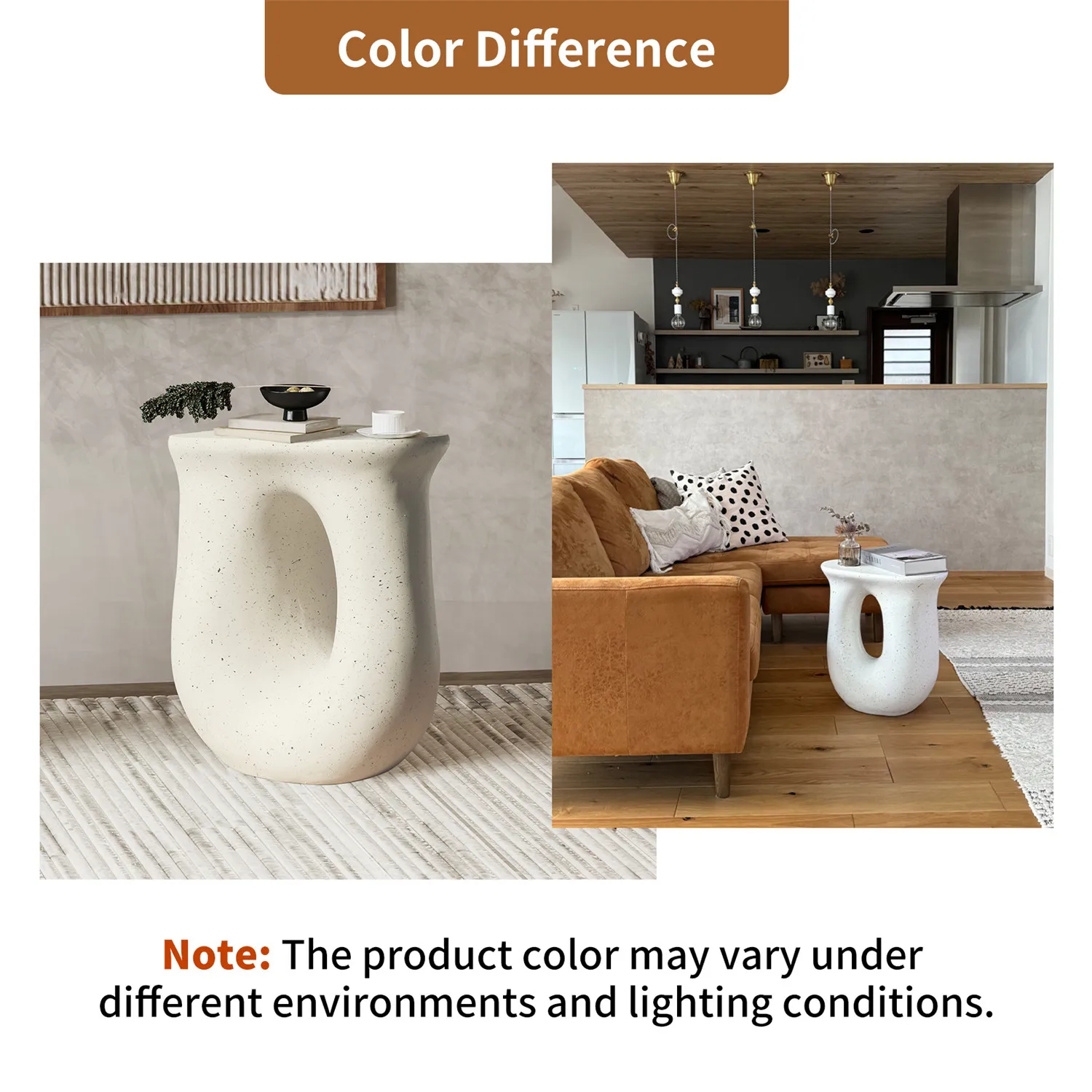 Handcast Polyresin Pedestal Table Stand, Full Color Finish End Table, Side Table Plant Stand, Cabin Decor, 17,7"