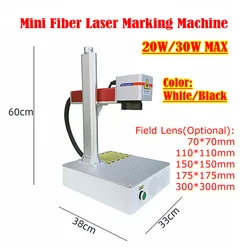 30W MAX Raycus Desktop Mini Fiber Laser Nameplate Marking Machine 20W for PVC Plastic Stainless Steel with Rotary Axis