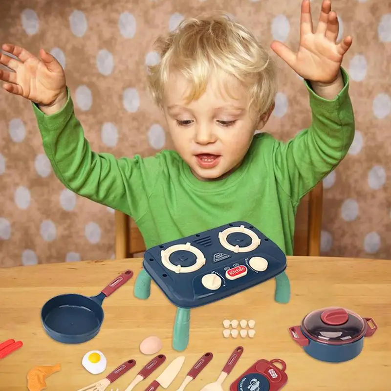 Juego de juguetes de cocina para niños, juego de simulación de Cocina eléctrica, juego de olla y sartén de coordinación mano-ojo para ejercicio temprano, 14