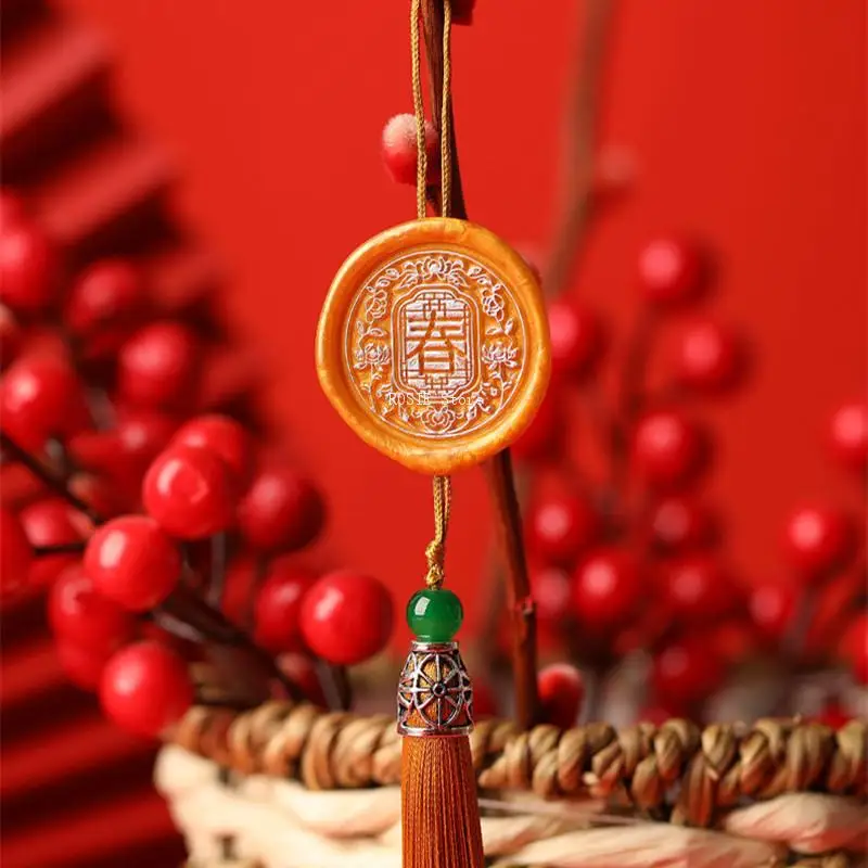 Chinese style Paint Stamp Copper Head Lunar New Year Stamp Wax for Wedding Envelope Traditional Scrapbooking DIY Seal Tool