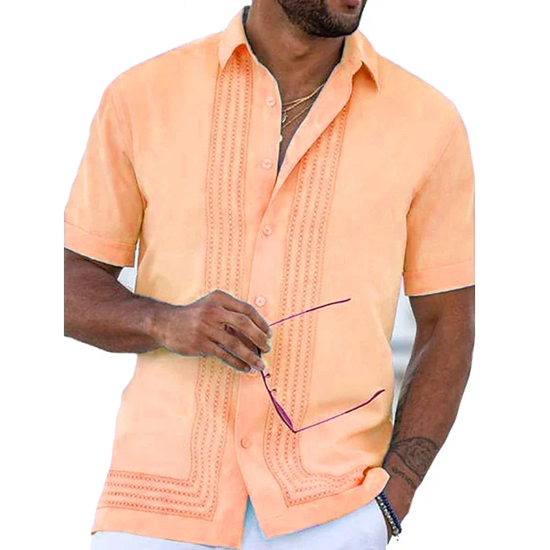 Hawaiian men's shirts casual t-shirts fashion trend pink men's and women's button short sleeve shirts new plus size