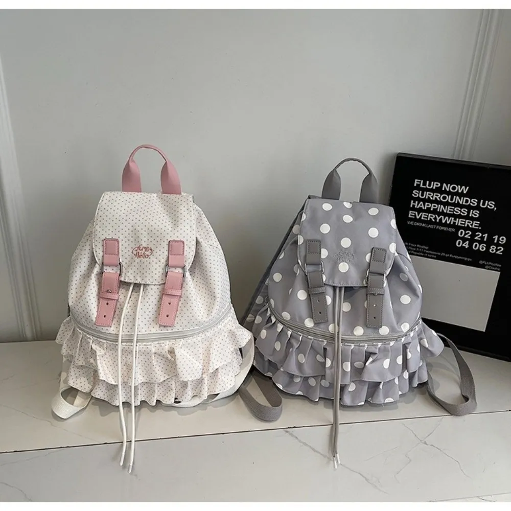 Creative Polka Dot Backpack Large Capacity Multifunctional School Bag Casual Shoulder Bag Travel