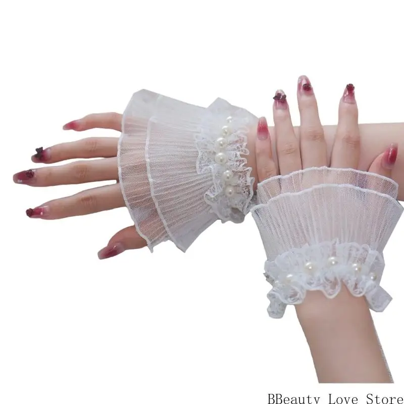 Mangas fotografía claves uñas perlas puños encaje mangas brazo elástico