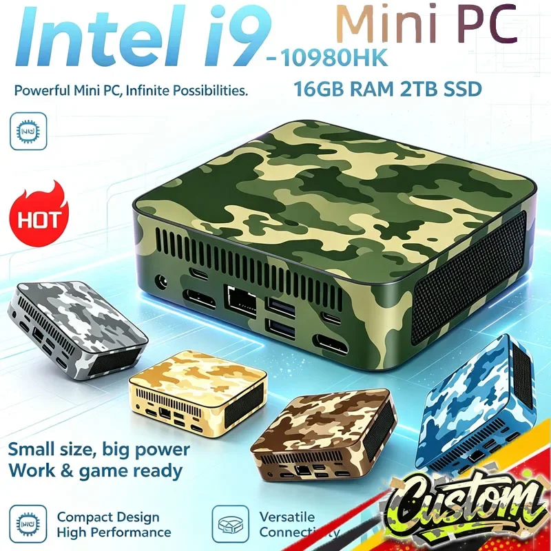 NEW Intel I9-10980HK Portable Mini PC Computer Windows 11 32GB DDR4 1/2TB SSD Gaming Computer WiFi 6 Office Mini Desktop