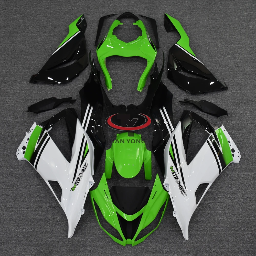 Cowling Bright green white printing Motorcycle Full Fairing Kit For ZX6R 2013 2014 2015 2016 2017 2018 ZX 6R 636 Bodywork