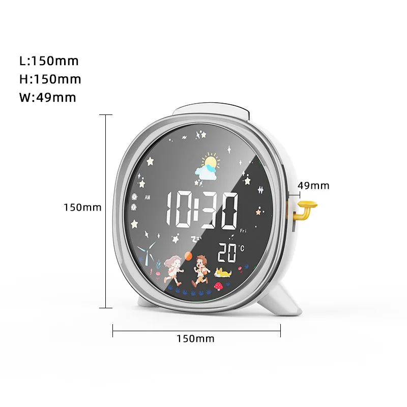 New LCD screen smart student desktop clock alarm clock night light ABS + PVC material