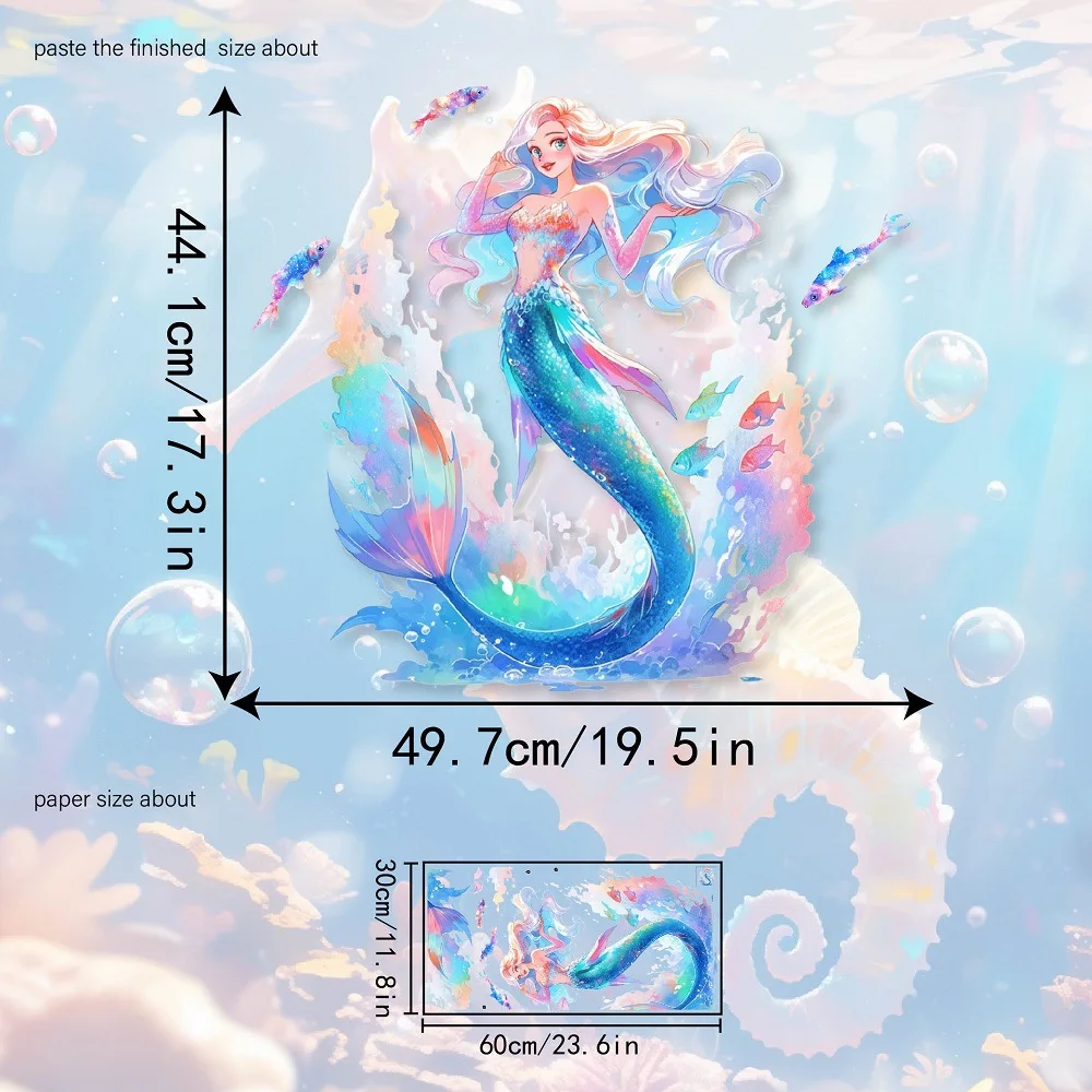 

Cartoon Mermaid Wall Sticker Children Girls Room Decoration Background Wall Self Adhesive Stickers Mermaid Birthday Decor