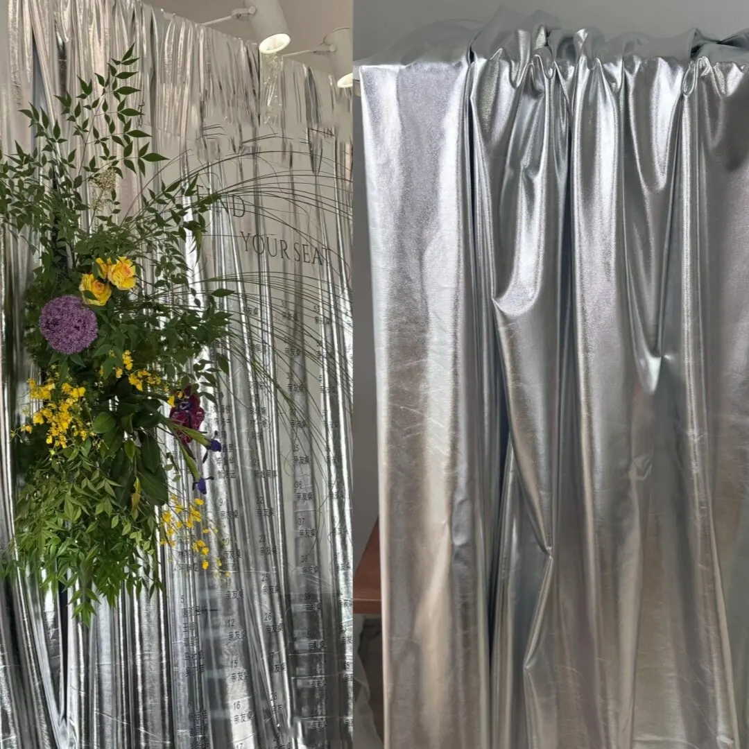 Draping Fabric for Wedding Background Silver Leather Surface White Purdah Fabric