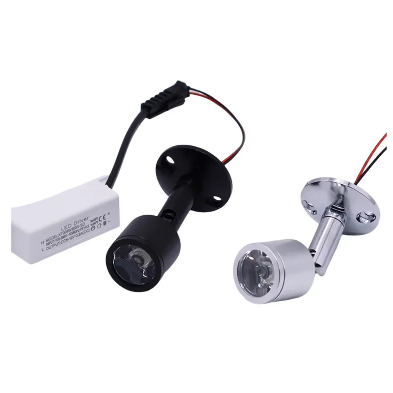 LED Spotlight 3W AC85-265V Jewelry Display Ceiling Recessed Cabinet Spot Lamp Black/Silver DC12V Mini Downlights