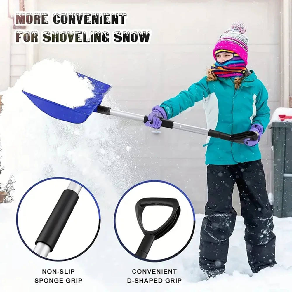 Large Detachable Portable Snow Shovel For Driveway Wear Resistant Snow Cleaning Scraping Tool For Car Truck