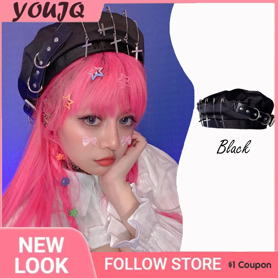 INS Cross Street Punk Dark Y2K Millennium Hot Girl Earth Cool Winter Painter Hat Beret Boina Hombre Casquette Homme