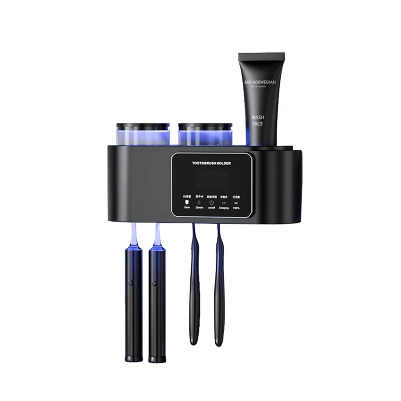

Wall Mounted Toothbrush Holder Electric Toothbrush Holder No Drilling Required Smart Toothbrush Organizer 4Brush Slots-B Durable