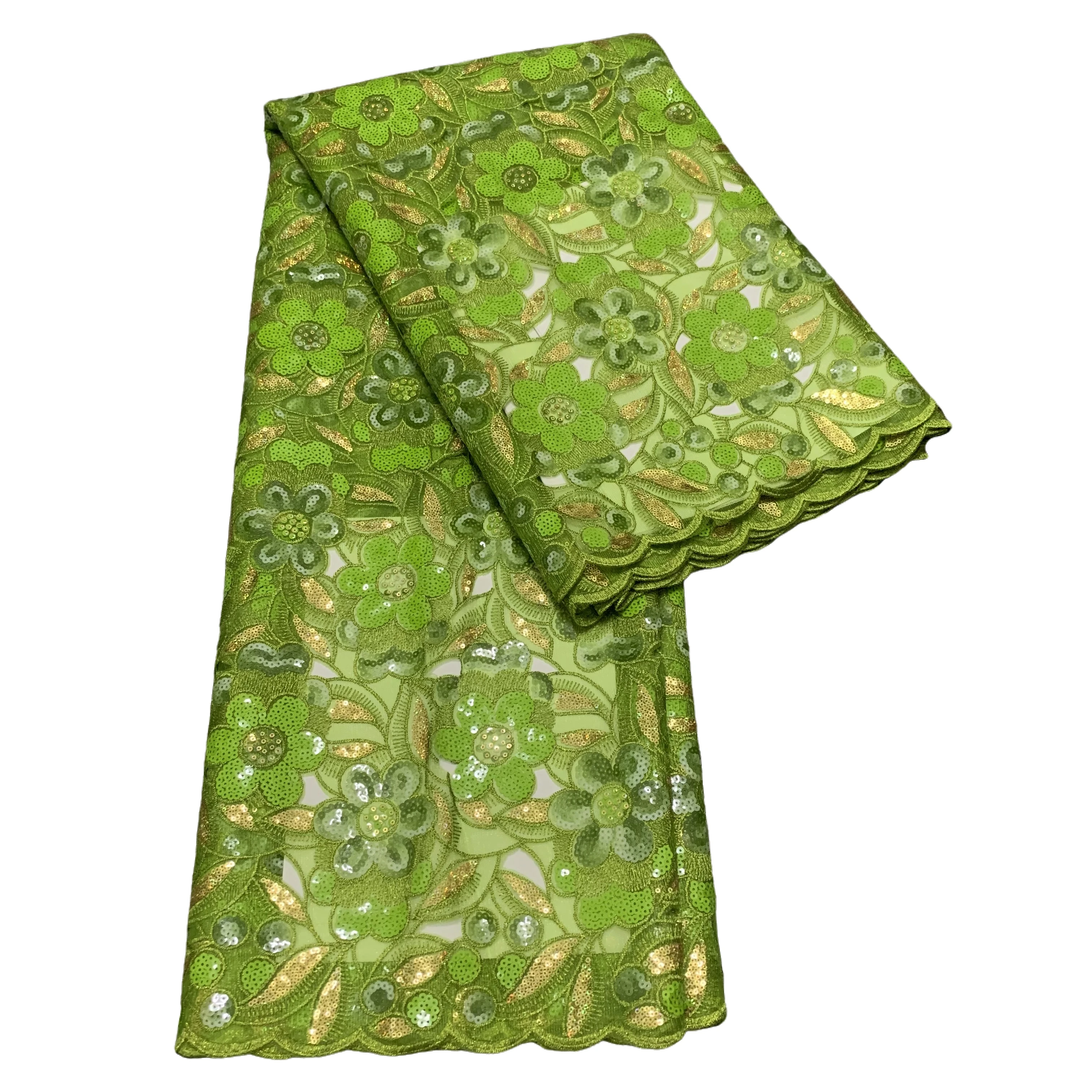 

Premium African Handmade Organza Lace Hollow out Embroidery Nigerian Wedding Party Cloth with Colorful Sequins 2025