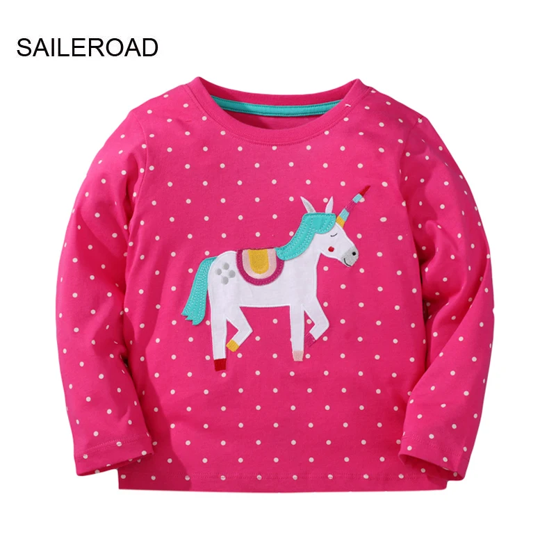 SAILEROAD Animal Unicorn Baby T Shirt Spring Autumn Children Kids Tops Tees Shirts Cotton Toddler Girls Clothing