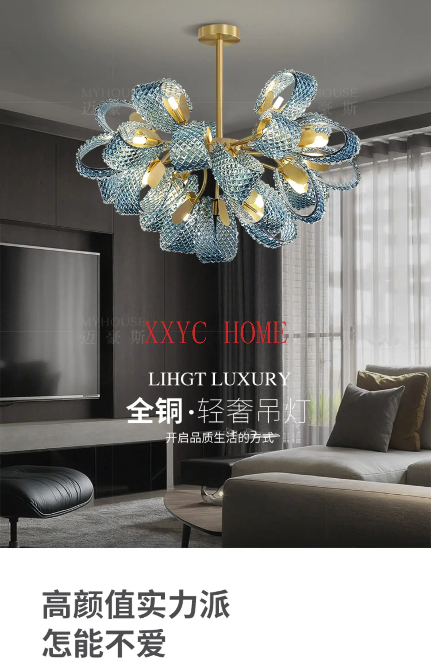 

Ceiling Lamp Peacock Blue Designer Creative Art Main Lamp 2021 Flowers Dining Room Bedroom Copper Lamps