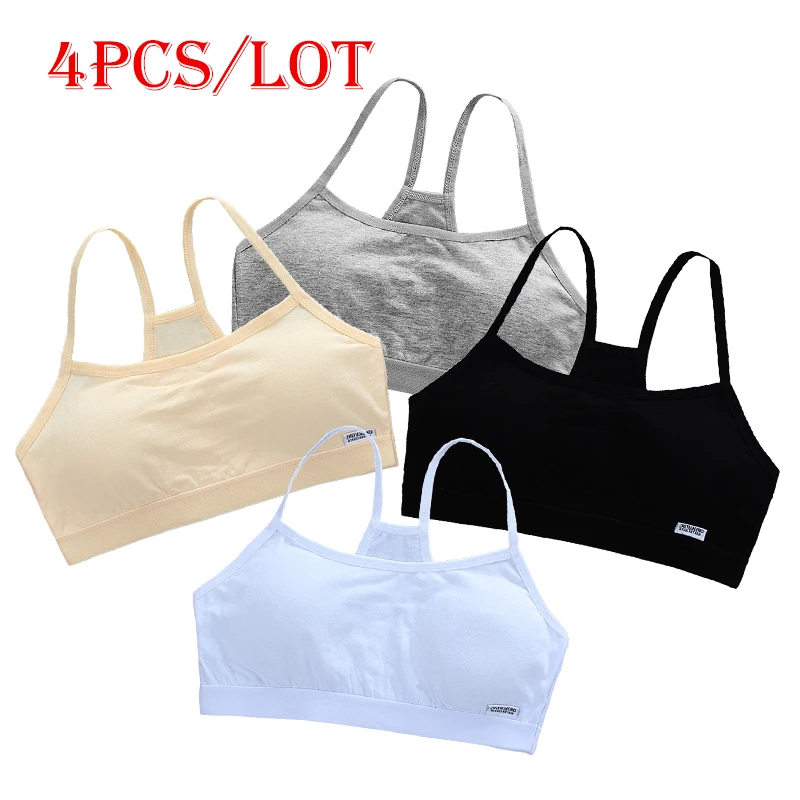 

LJMOFA 4 Pcs/Lot Girls Brassiere Underwear Cotton Design Adolescent Girls Training Bras Breathable Teenage Girl Tops Bra B242