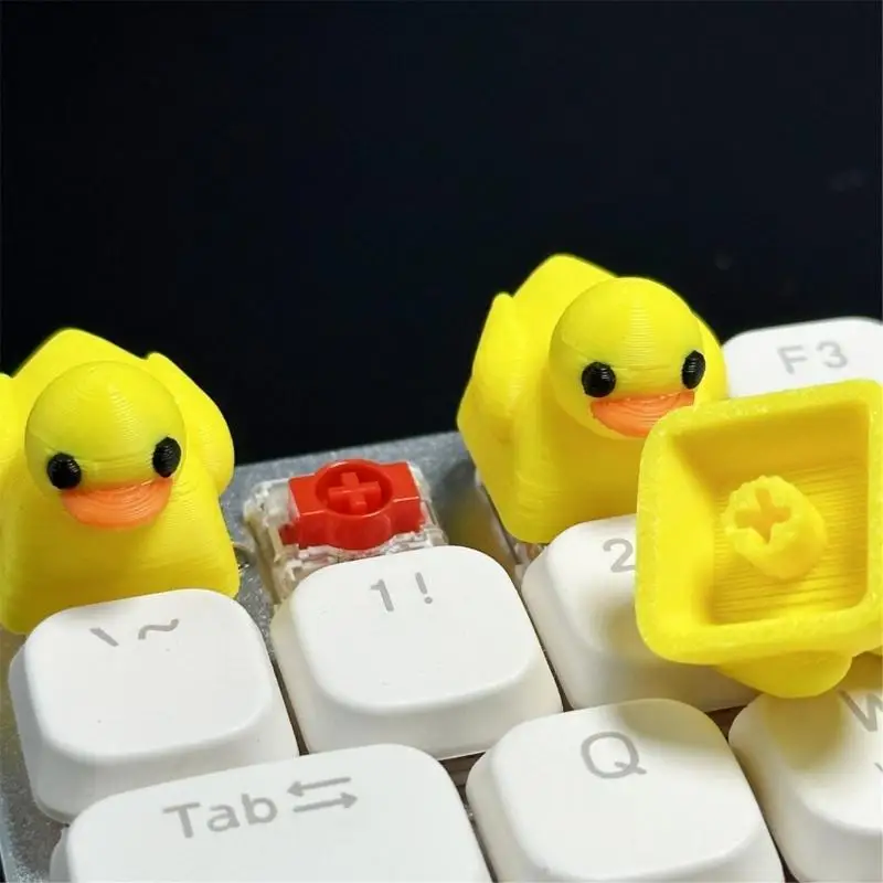 31BA Resin Keycaps Lovely Yellow Duck Shaped Cartoon Animal Keycap 1PC for Mechanical Keyboard Customization