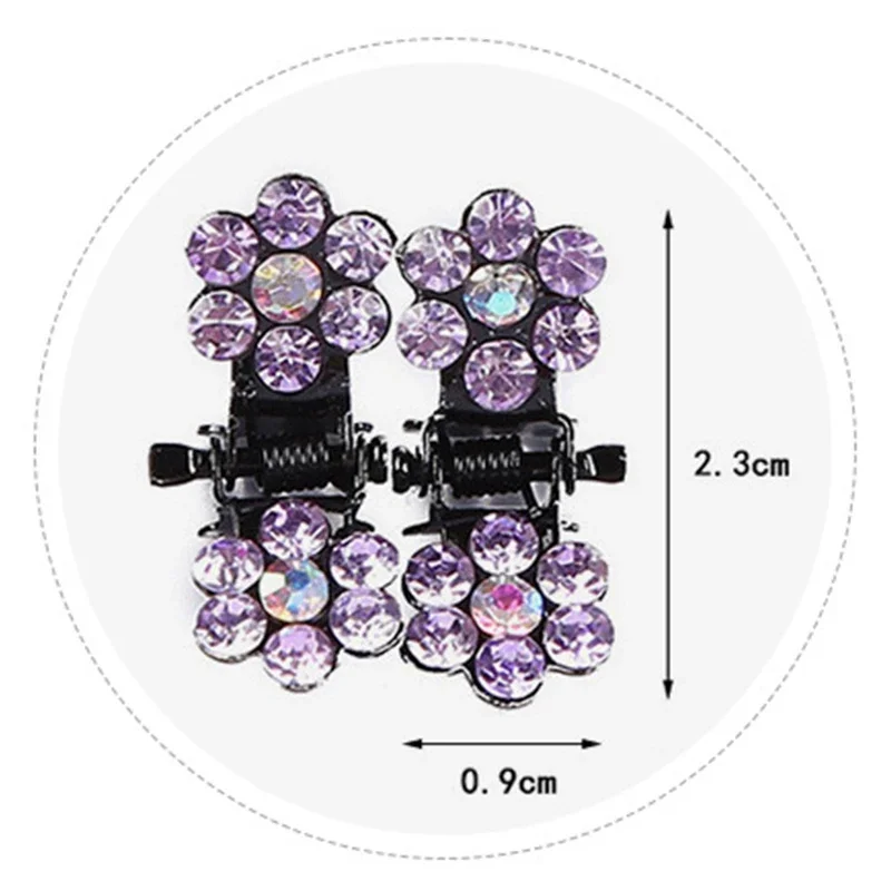 Mini Rhinestone Hair Clips Women Girls Crystal Flower Hair Claws Shiny Metal Hairpins Kids Party Headwear Hair Accessories