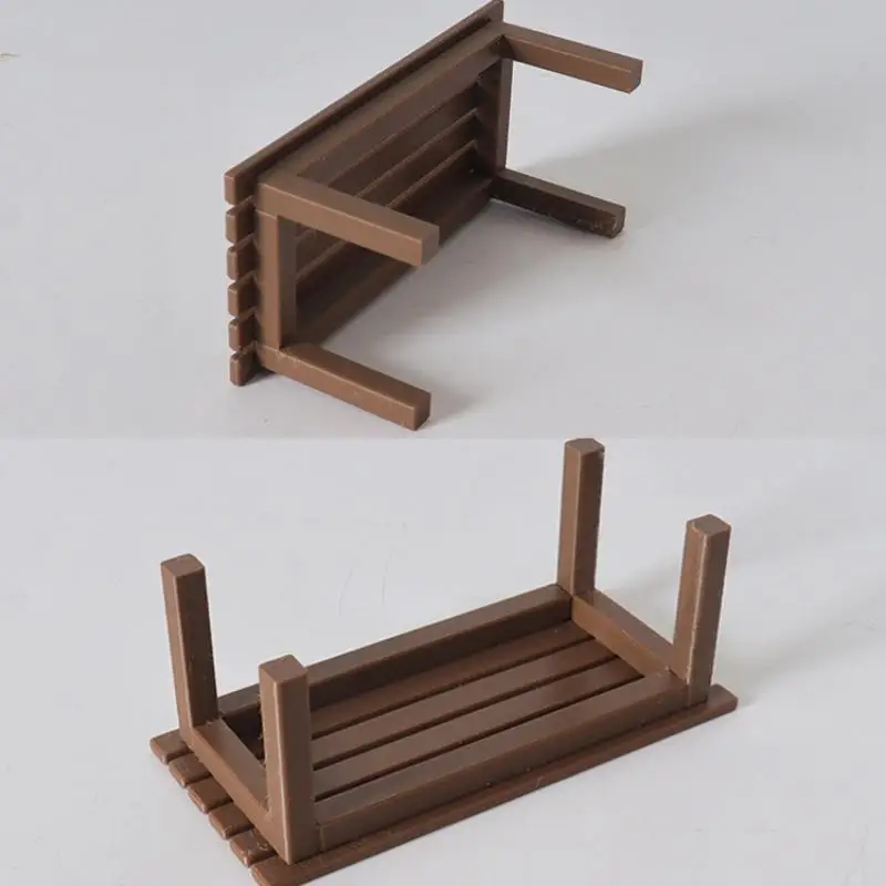 Pretend-Play Table Bench Model for 1/12 Dollhouse, Decorative Furniture for Dolls House Living Scene.
